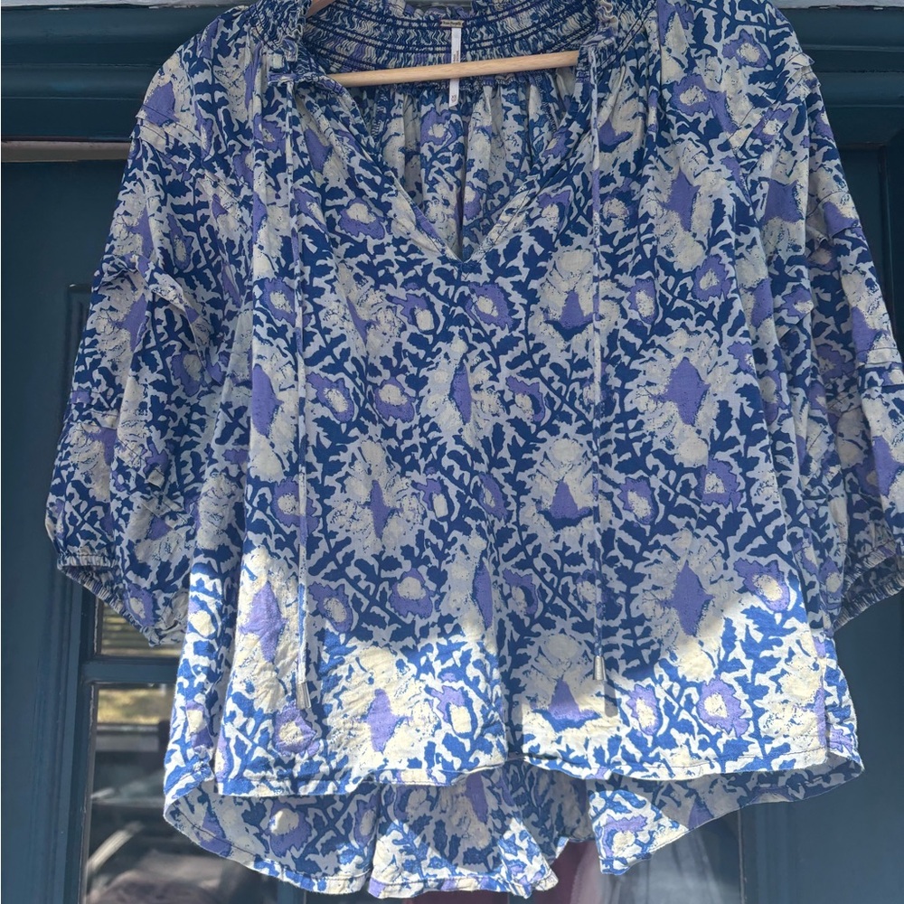 Free People Blue and Purple Floral Crop Top - Picture 2 of 6